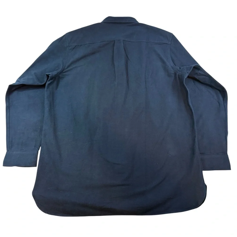 LL Bean Chamois Cloth Shirt XL Tall Traditional Fit Patch Pocket Flannel Navy - Picture 5 of 10